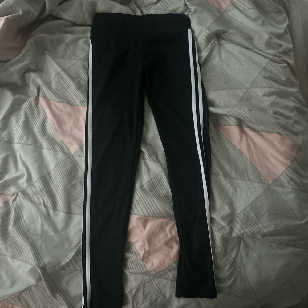 Black Kids Leggings with White Stripes
